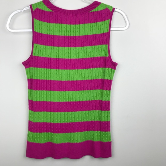 Talbots PS Pink and Green Striped Sleeveless Shell Top Petite Small - Picture 3 of 6